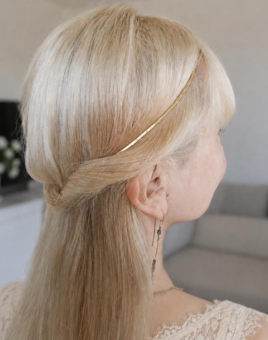 Minimalist Halo Headband – Cold Forged Greek Brass, Copper or Steel Crown, Everyday Hair Accessory, Elven Style Hairband, Easy Braided Hairs