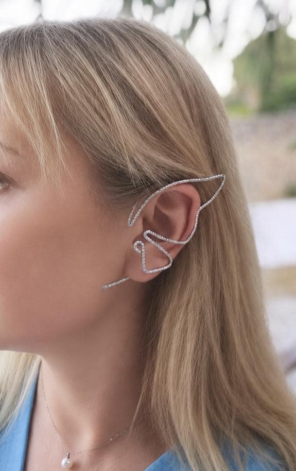 Butterfly Ear Cuff Pair Silver Tone