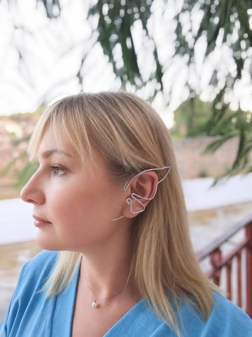 Butterfly Ear Cuff Pair Silver Tone