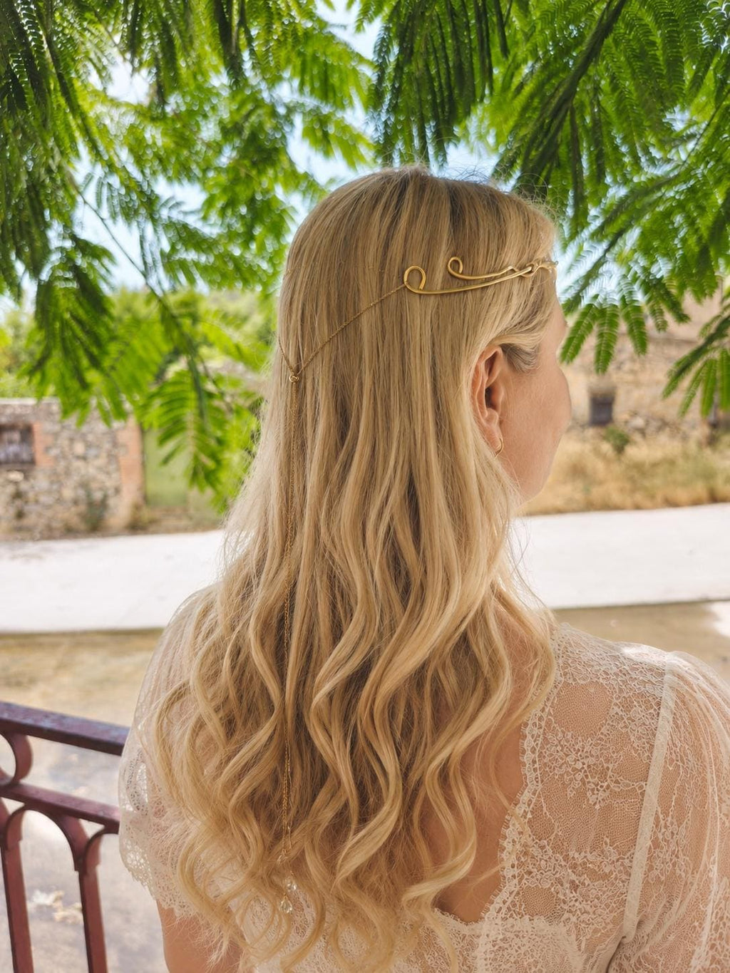 Elven Brass Tiara with Adjustable Crystal Chain