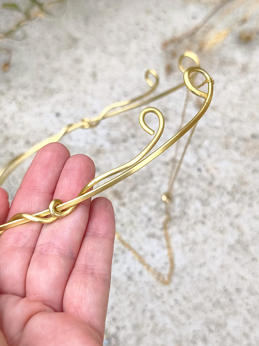 Elven Brass Tiara with Adjustable Crystal Chain