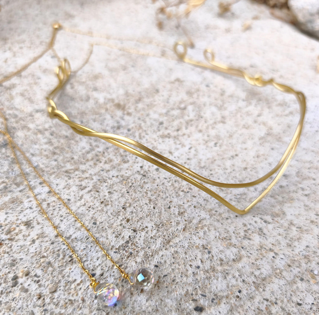 Elven Brass Tiara with Adjustable Crystal Chain